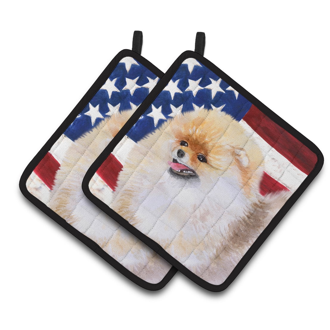 Caroline's Treasures Pomeranian Patriotic Pair of Pot Holders