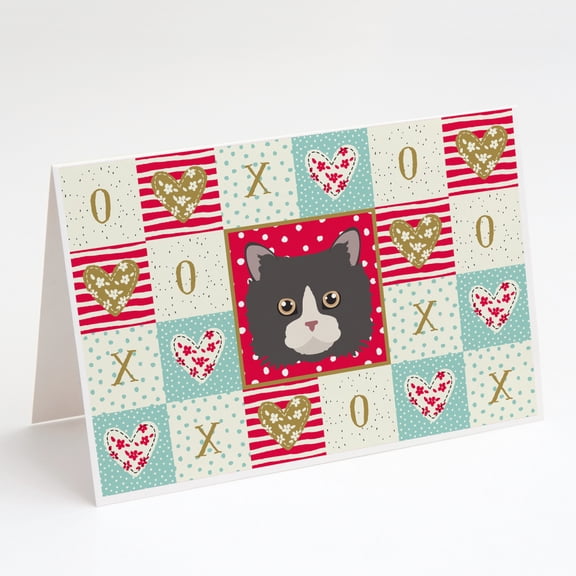 Poodle Cat Love Greeting Cards and Envelopes Pack of 8