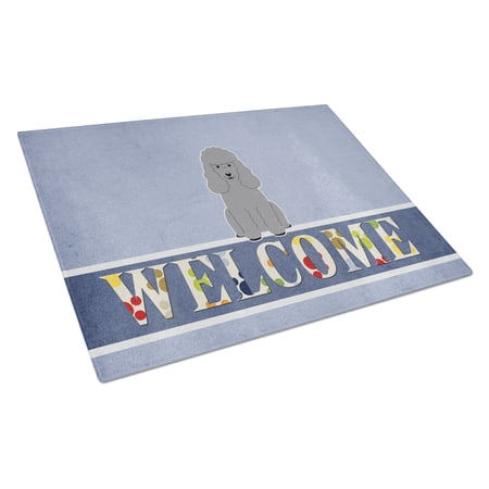 Caroline's Treasures Poodle Silver Welcome Glass Cutting Board Large