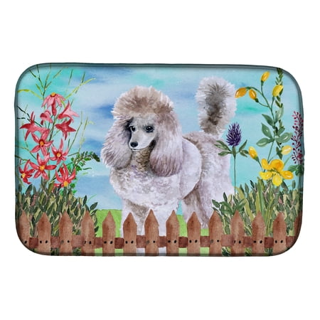 Caroline's Treasures Poodle Spring Dish Drying Mat