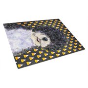 Carolines Treasures Portuguese Water Dog Candy Corn Halloween Portrait Glass Cutting Board Large