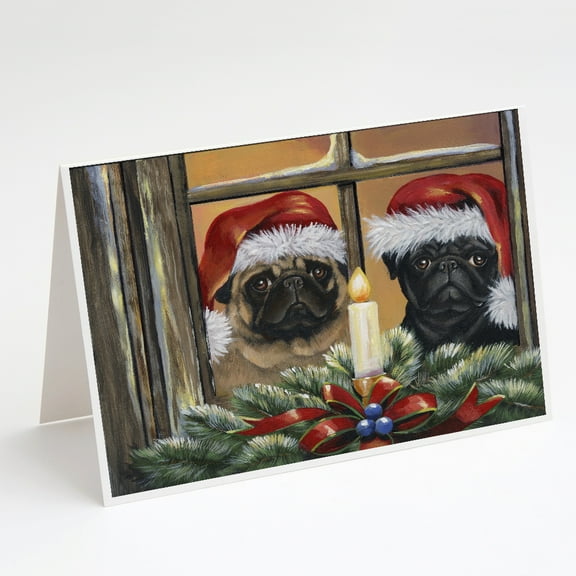 Pug Christmas Anticipation Greeting Cards and Envelopes Pack of 8