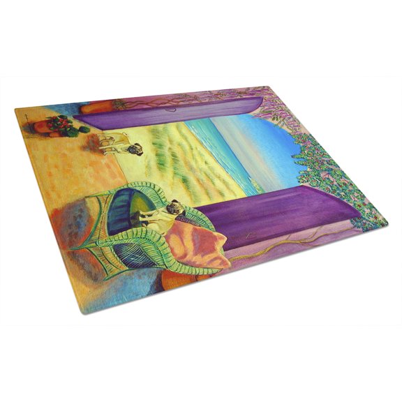 Caroline's Treasures Pug Glass Cutting Board Large