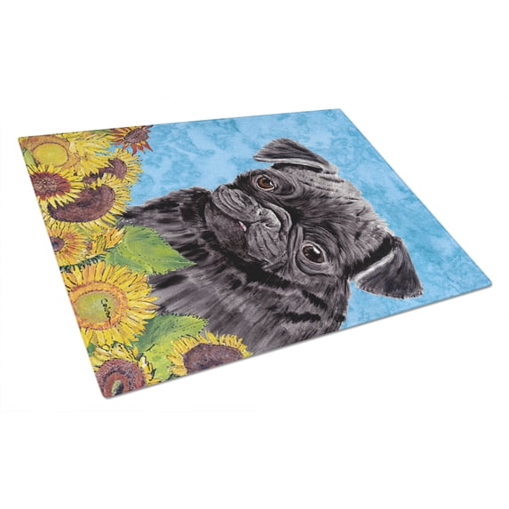 Caroline's Treasures Pug Glass Cutting Board Large