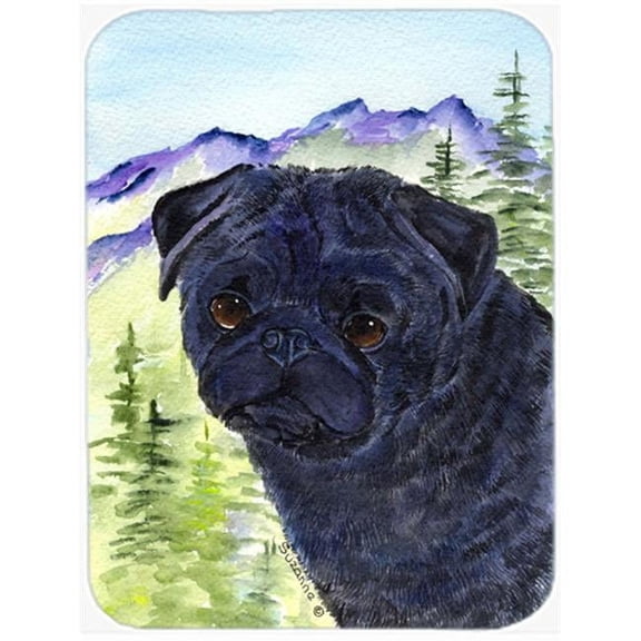 Caroline's Treasures Pug Glass Cutting Board Large