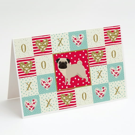 Pug Love Greeting Cards and Envelopes Pack of 8