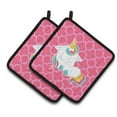 thumbnail image 1 of Caroline's Treasures Quatrafoil Pink Unicorn Pair of Pot Holders, 1 of 2