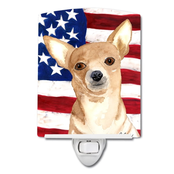 Caroline's Treasures RDR3009CNL Flag with Chihuahua Ceramic Night Light, 6x4x3", multicolor