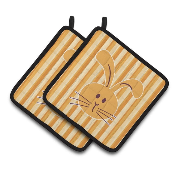 Caroline's Treasures Rabbit on Stripes Pair of Pot Holders
