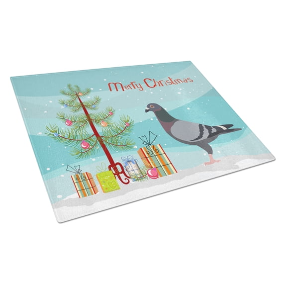 Caroline's Treasures Racing Pigeon Christmas Glass Cutting Board Large