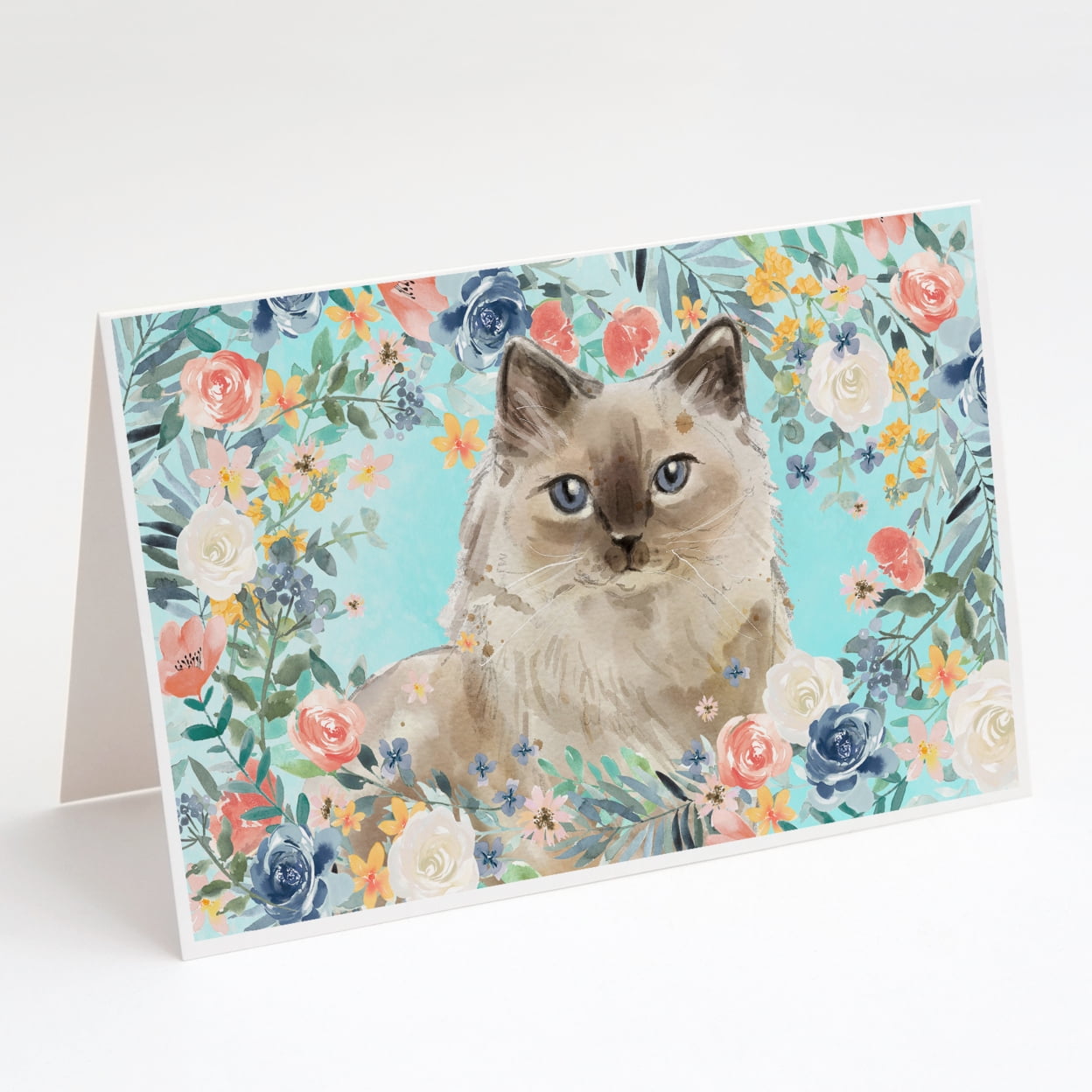 Ragdoll Spring Flowers Greeting Cards and Envelopes Pack of 8
