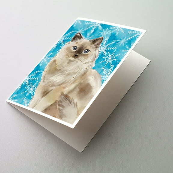 Ragdoll Winter Snowflake Greeting Cards and Envelopes Pack of 8