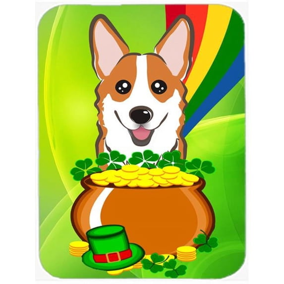 Caroline's Treasures Red Corgi St. Patrick's Day Glass Cutting Board Large