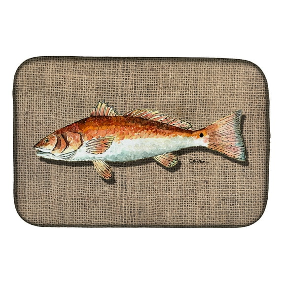 Caroline's Treasures Red Fish Dish Drying Mat