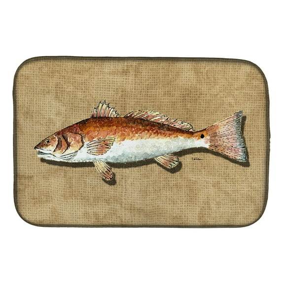 Caroline's Treasures Red Fish Dish Drying Mat