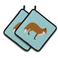 thumbnail image 1 of Caroline's Treasures Red Fox Blue Check Pair of Pot Holders, 1 of 3