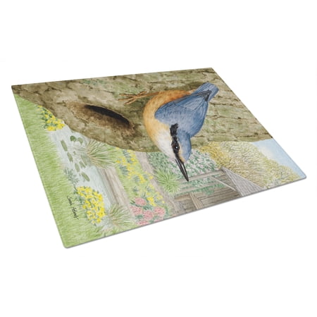 Caroline's Treasures Red-breasted Nuthatch Glass Cutting Board Large