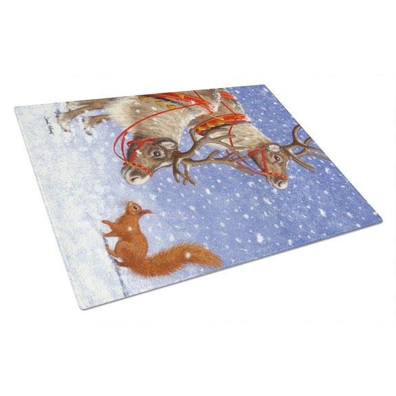 Caroline's Treasures Reindeers & Squirrel Glass Cutting Board Large