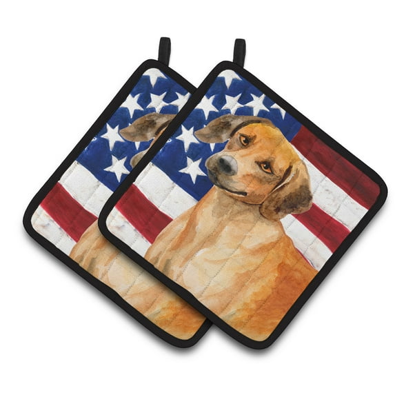 Caroline's Treasures Rhodesian Ridgeback Patriotic Pair of Pot Holders