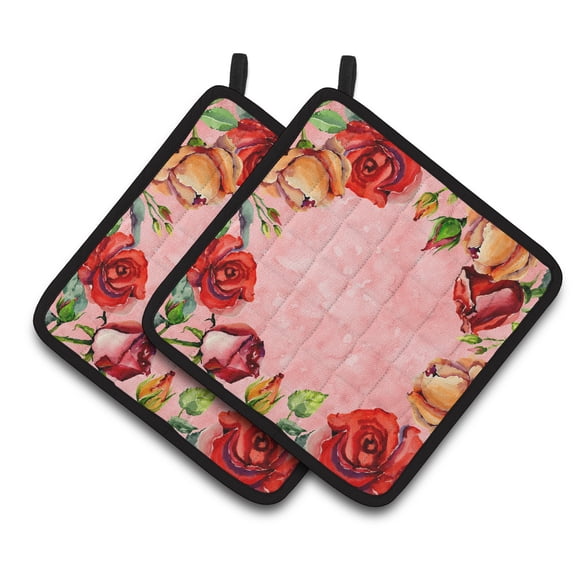Caroline's Treasures Roses Pair of Pot Holders