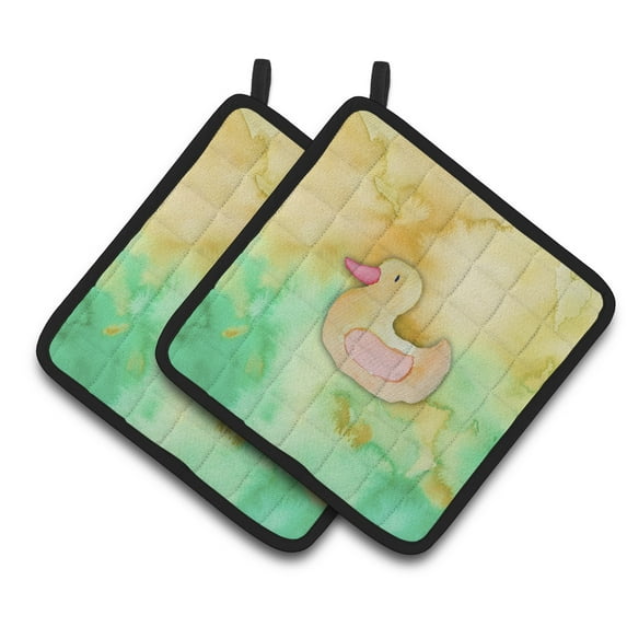 Caroline's Treasures Rubber Duckie Watercolor Pair of Pot Holders