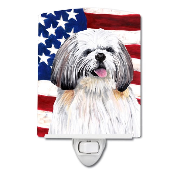 Caroline's Treasures SC9028CNL Flag with Shih Tzu Ceramic Night Light, 6x4x3", multicolor