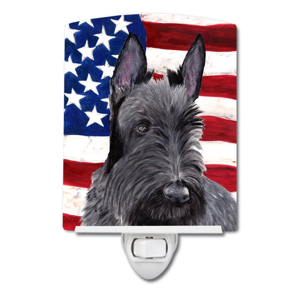 Caroline's Treasures SC9032CNL Flag with Scottish Terrier Ceramic Night Light, 6x4x3", multicolor