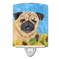 thumbnail image 1 of Caroline's Treasures SC9068CNL Pug in Summer Flowers Ceramic Night Light, 6x4x3", multicolor, 1 of 2