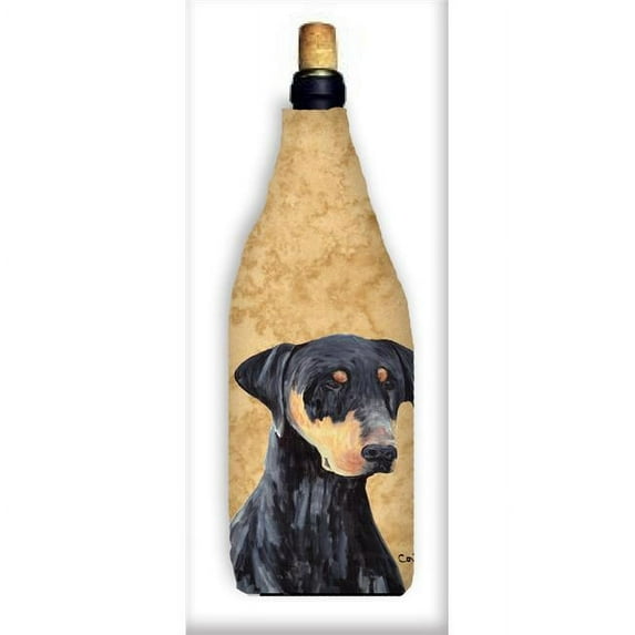 Caroline's Treasures SC9126WINEBOTTLE Doberman Wine Bottle Beverage Insulator Hugger, Wine Bottle w/zipper, multicolor