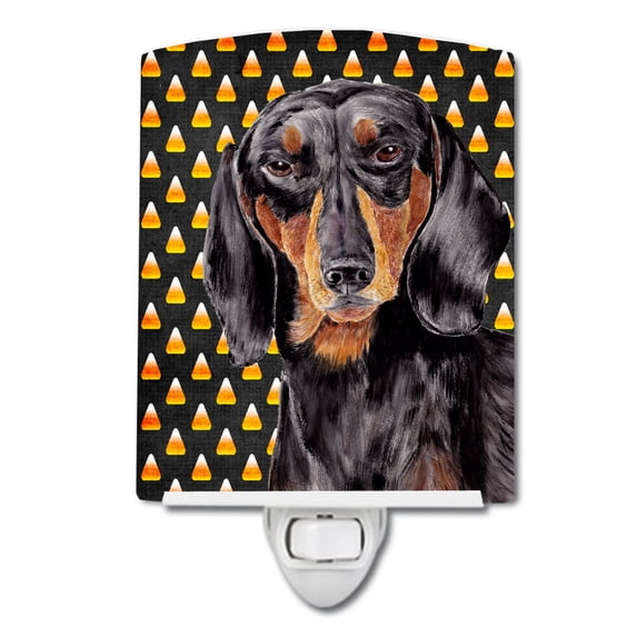Caroline's Treasures SC9174CNL Dachshund Candy Corn Halloween Portrait Ceramic Night Light, 6x4x3", multicolor