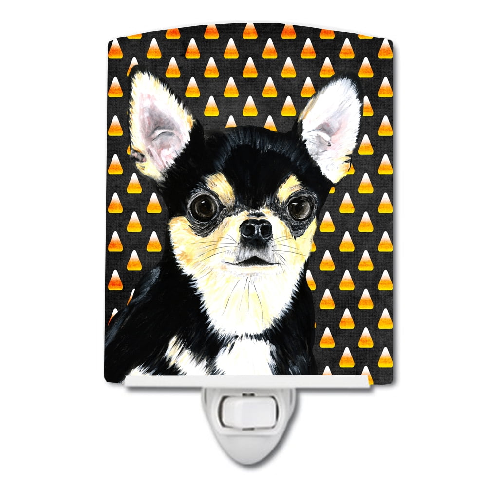 Caroline's Treasures SC9197CNL Chihuahua Candy Corn Halloween Portrait Ceramic Night Light, 6x4x3", multicolor