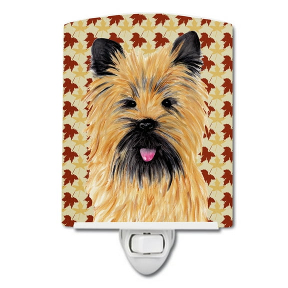 Caroline's Treasures SC9215CNL Cairn Terrier Fall Leaves Portrait Ceramic Night Light, 6x4x3", multicolor