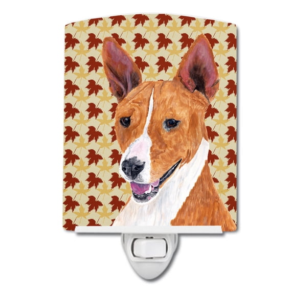Caroline's Treasures SC9227CNL Basenji Fall Leaves Portrait Ceramic Night Light, 6x4x3", multicolor
