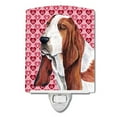 thumbnail image 1 of Caroline's Treasures SC9267CNL Basset Hound Hearts Love and Valentine's Day Portrait Ceramic Night Light, 6x4x3",, 1 of 2