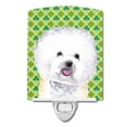 thumbnail image 1 of Caroline's Treasures SC9282CNL Bichon Frise St. Patrick's Day Shamrock Portrait Ceramic Night Light, 6x4x3", multicolor, 1 of 2