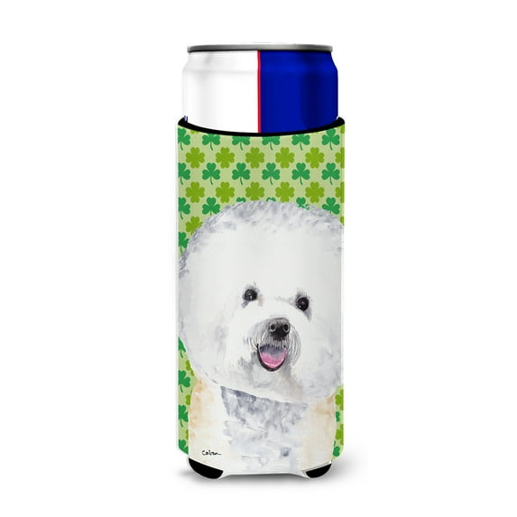 Caroline's Treasures SC9282MUK Bichon Frise Shamrock Portrait Hugger for Slim Cans