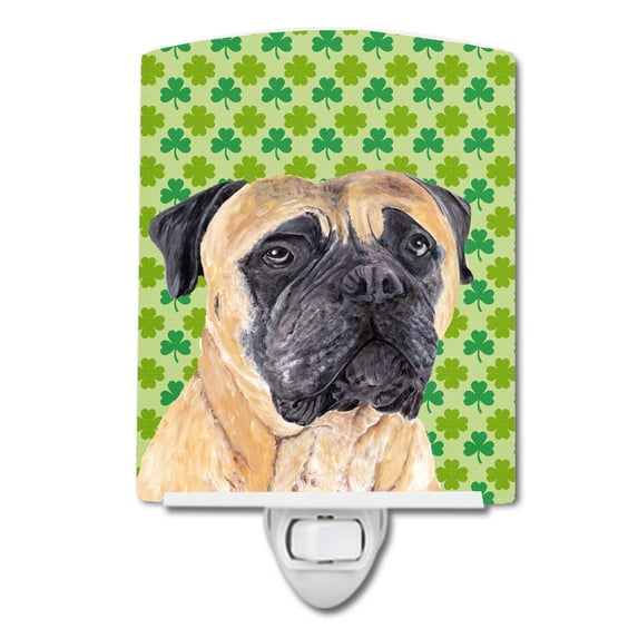 Caroline's Treasures SC9305CNL Mastiff St. Patrick's Day Shamrock Portrait Ceramic Night Light, 6x4x3", multicolor