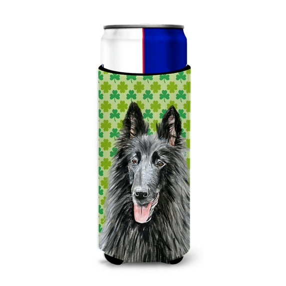 Caroline's Treasures SC9318MUK Belgian Sheepdog Shamrock Portrait Hugger for Slim Cans