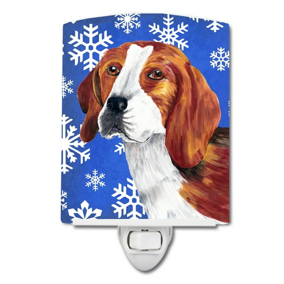 Caroline's Treasures SC9369CNL Beagle Winter Snowflakes Holiday Ceramic Night Light, 6x4x3", multicolor