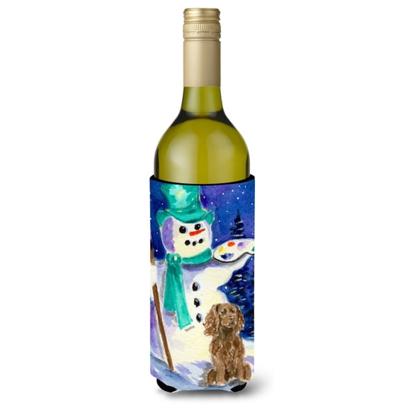 Caroline's Treasures SS1001LITERK Artist Snowman with Boykin Spaniel Wine Bottle Hugger, Wine Bottle, multicolor