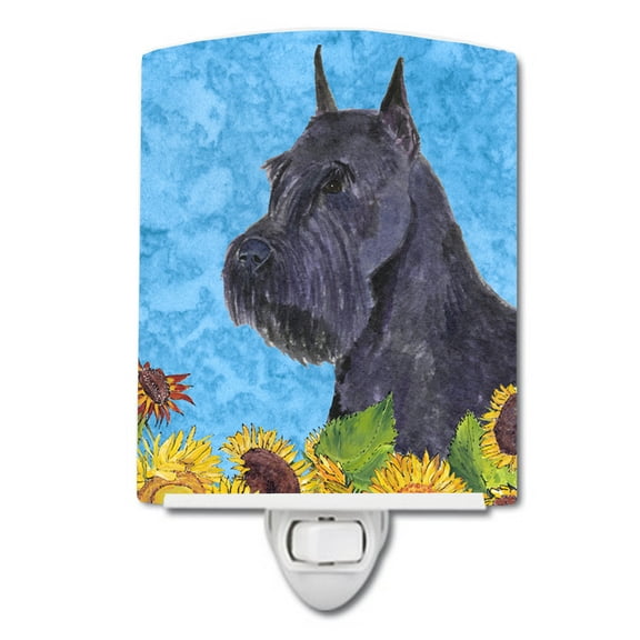 Caroline's Treasures SS4156CNL Schnauzer in Summer Flowers Ceramic Night Light, 6x4x3", multicolor