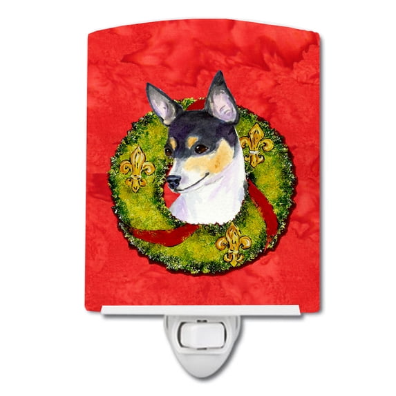 Caroline's Treasures SS4205CNL Fox Terrier Cristmas Wreath Ceramic Night Light, 6x4x3", multicolor