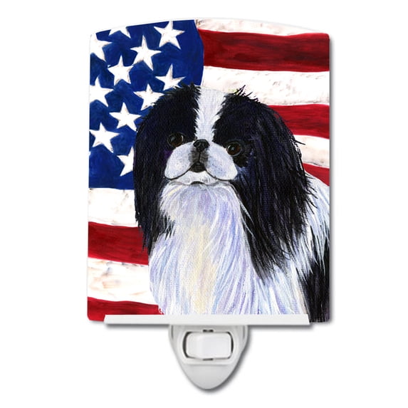 Caroline's Treasures SS4223CNL Flag with Japanese Chin Ceramic Night Light, 6x4x3", multicolor