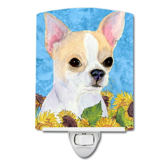 Caroline's Treasures SS4243CNL Chihuahua in Summer Flowers Ceramic Night Light, 6x4x3", multicolor