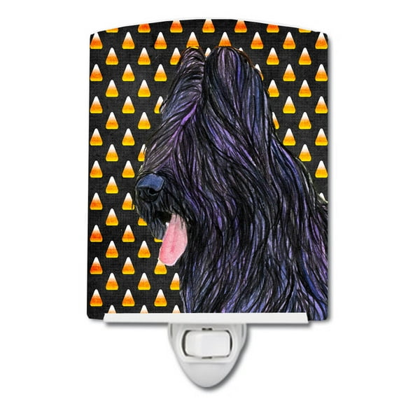 Caroline's Treasures SS4283CNL Briard Candy Corn Halloween Portrait Ceramic Night Light, 6x4x3", multicolor