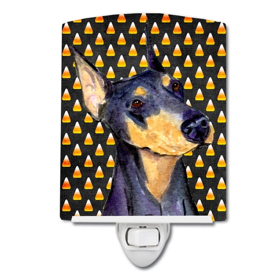 Caroline's Treasures SS4288CNL Doberman Candy Corn Halloween Portrait Ceramic Night Light, 6x4x3", multicolor