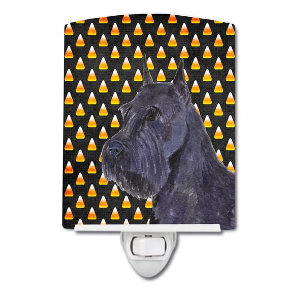 Caroline's Treasures SS4316CNL Schnauzer Giant Candy Corn Halloween Portrait Ceramic Night Light, 6x4x3", multicolor
