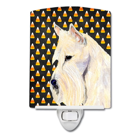 Caroline's Treasures SS4323CNL Scottish Terrier Wheaten Candy Corn Halloween Portrait Ceramic Night Light, 6x4x3",