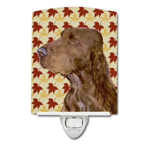 Caroline's Treasures SS4331CNL Field Spaniel Fall Leaves Portrait Ceramic Night Light, 6x4x3", multicolor