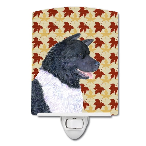 Caroline's Treasures SS4335CNL Akita Fall Leaves Portrait Ceramic Night Light, 6x4x3", multicolor